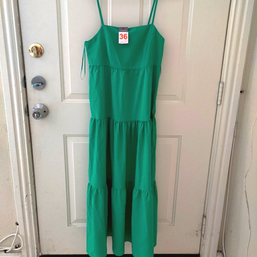 NEW Maxi Long Ruffle Dress Adjustable Straps Cami Solid Bright